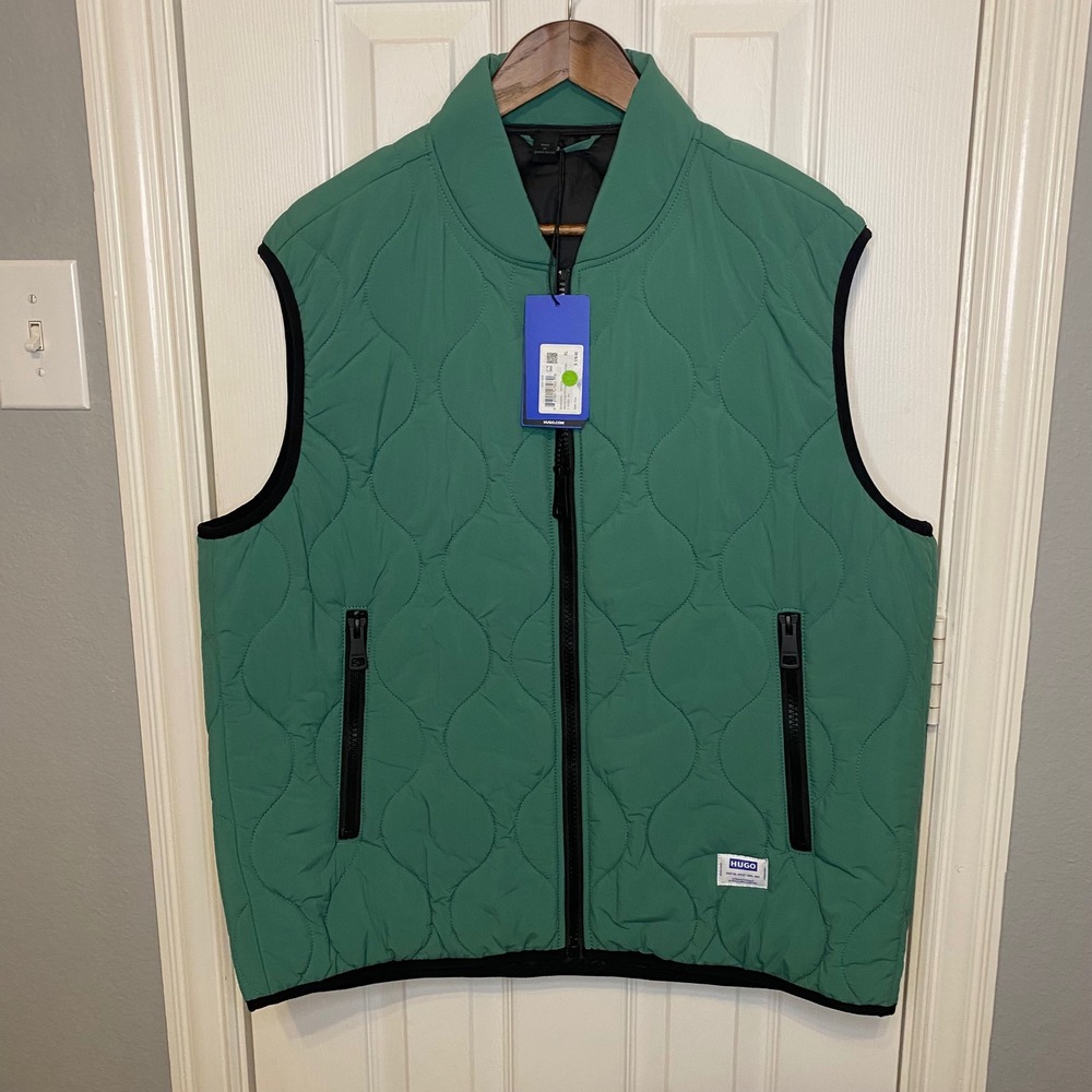 HUGO Hugo Boss Mens XL NWT Green Quilted Water Repellent Vest Bohotino2421
